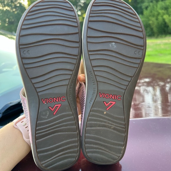 Vionic Pink Tan Sandals with Rhinestone Embellishments - Picture 4 of 6